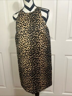 Future Collective Leopard Print Sleeveless Shift Dress - Black & Tan